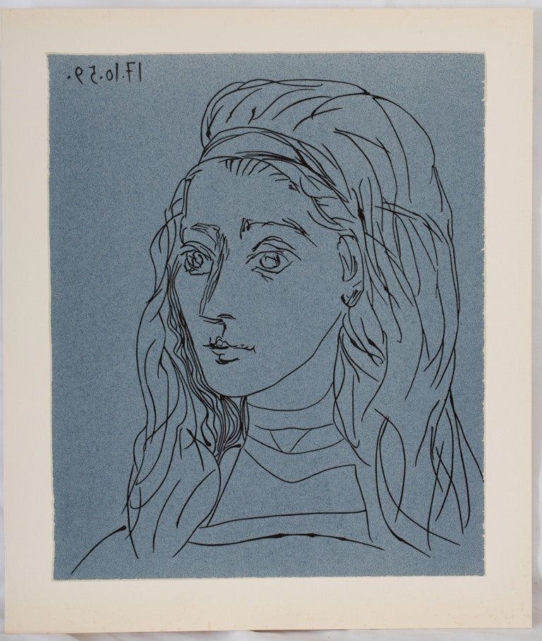 リノリウム彫版 Picasso - Portrait de Jacqueline