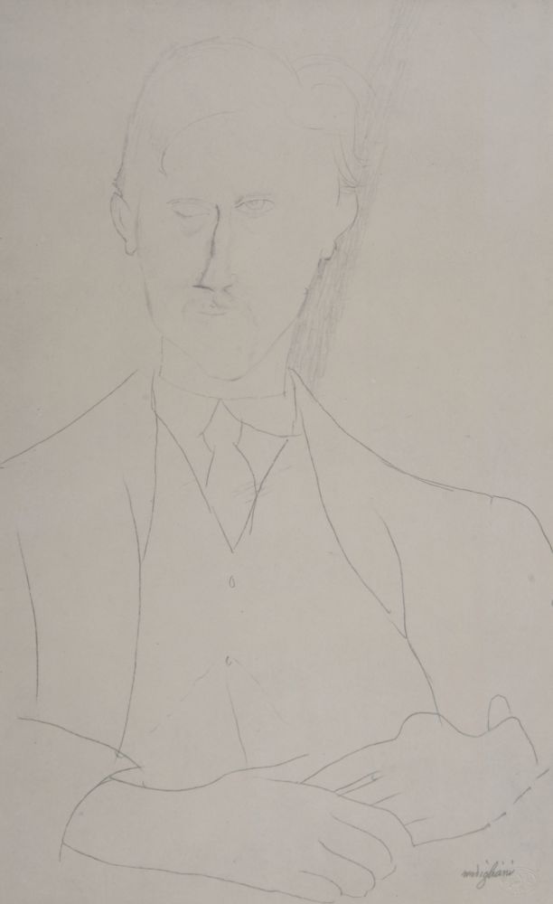 リトグラフ Modigliani - Portrait de Roger Dutillieul