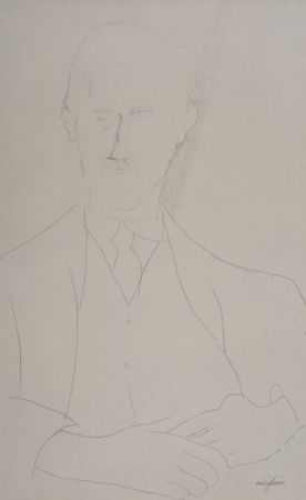 リトグラフ Modigliani - Portrait de Roger Dutillieul