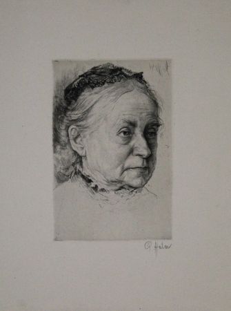 彫版 Halm - Portrait einer alten Dame