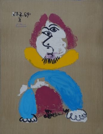 リトグラフ Picasso - Portrait Imaginaire - Homme au col jaune