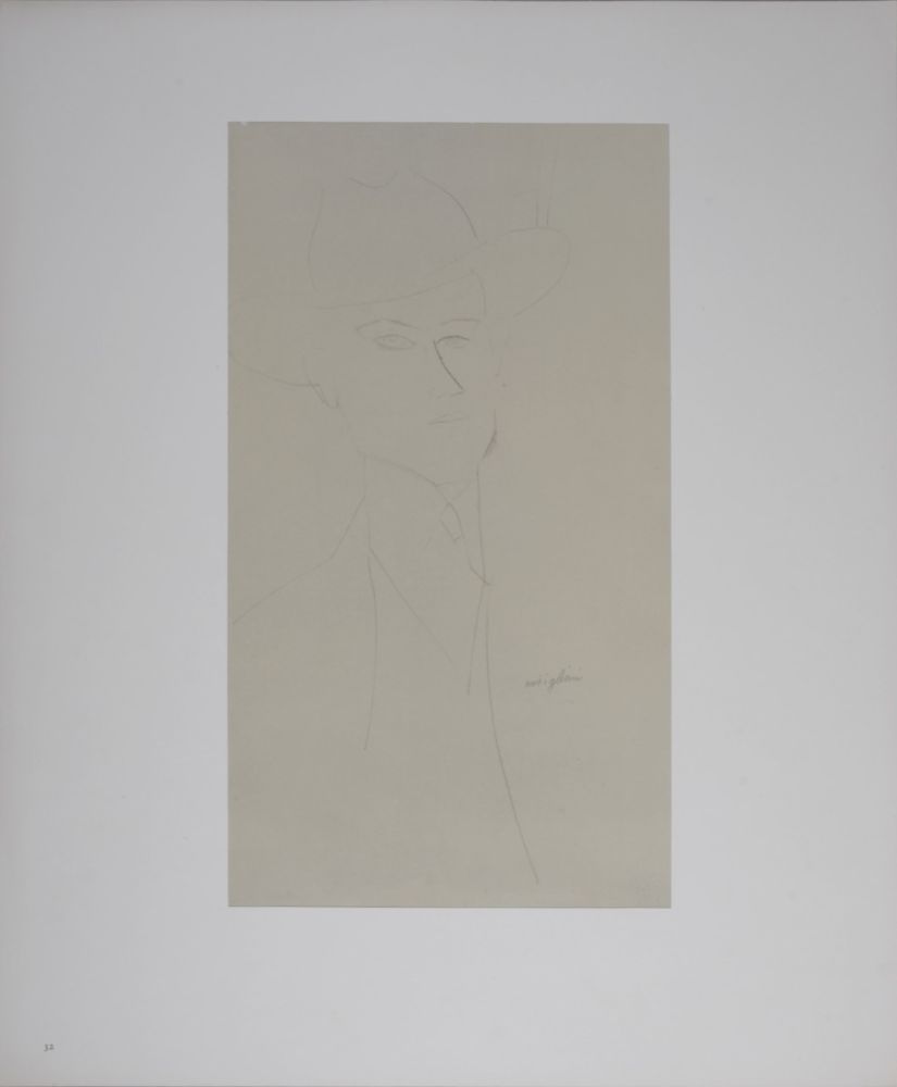 リトグラフ Modigliani - Portrait of Man