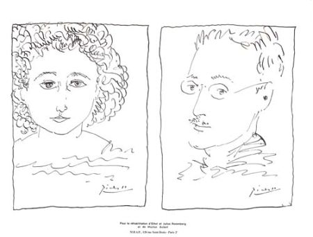 リトグラフ Picasso - Pour La Rehabilitation de Ethel et Julius Rosenberg  et de Morton Sobel
