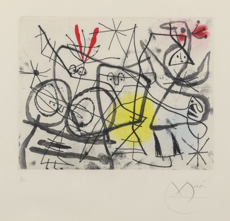 エッチングと　アクチアント Miró - Preparatifs d’Oiseaux