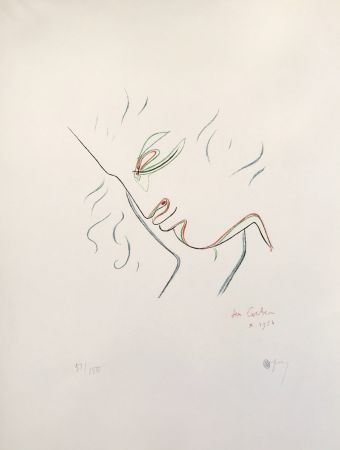 リトグラフ Cocteau - Profile in Red, Green, and Blue