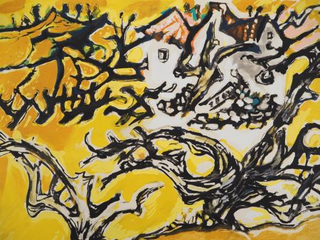 リトグラフ Pignon - Provence, Paysage jaune