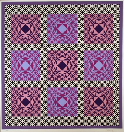多数の Vasarely - Purple squares 