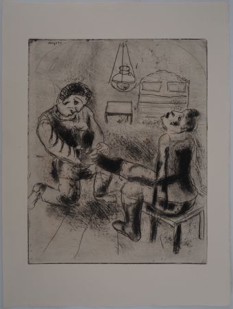 彫版 Chagall - Pétrouchka retire les bottes