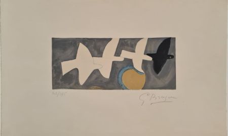 リトグラフ Braque - Quatre oiseaux 