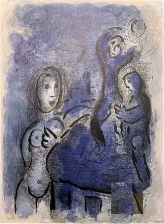 リトグラフ Chagall - RAHAB ET LES ESPIONS DE JÉRICHO (Dessins pour la Bible, 1960)