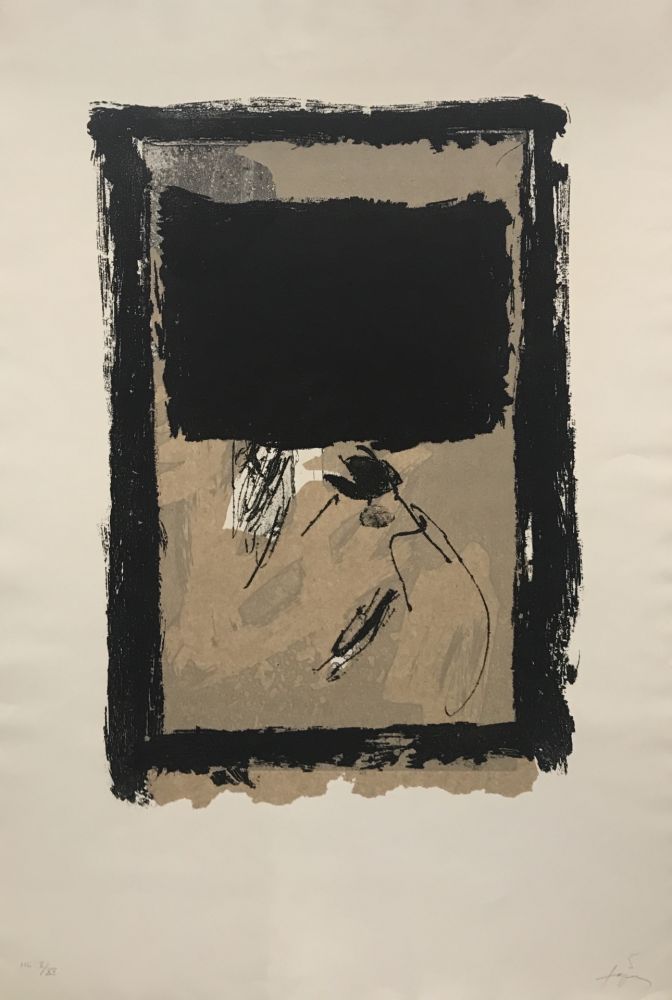 彫版 Tàpies - Rectangle Noir et Collage