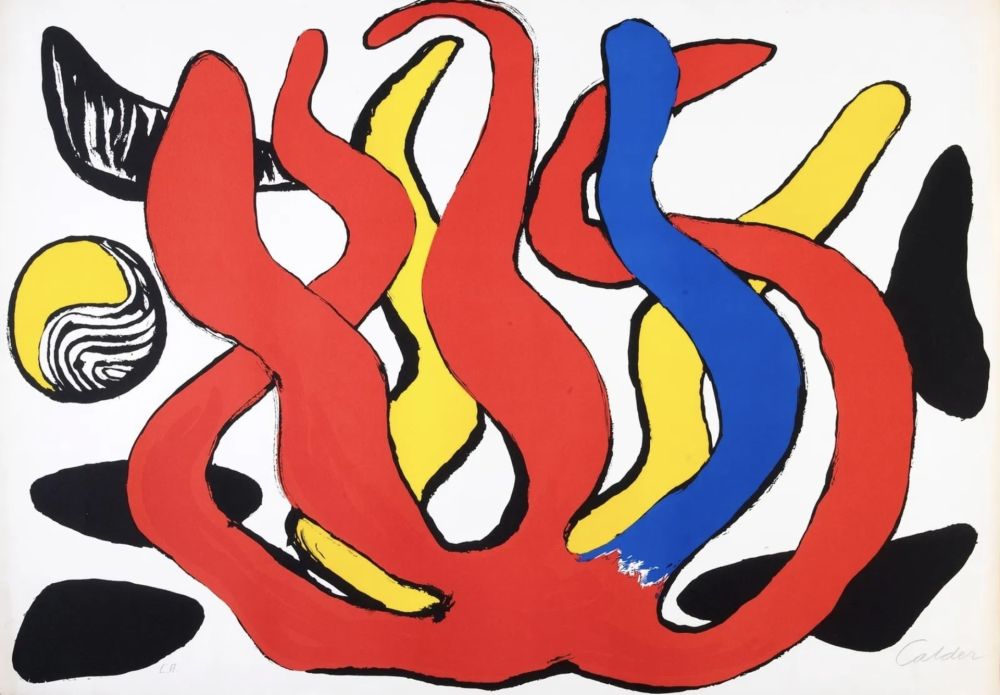 リトグラフ Calder - Red, Yellow and Blue Coral with Shells