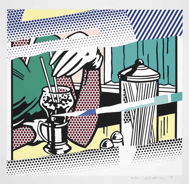 シルクスクリーン Lichtenstein - REFLECTIONS ON SODA FOUNTAIN