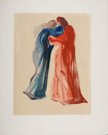 木版 Dali - Rencontre de Dante et de Béatrice, 1963