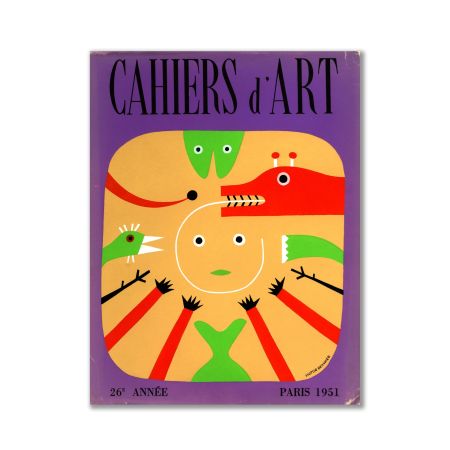 リトグラフ Brauner - Revue Cahiers d'Art, Cover Original Lithograph by Victor Brauner, Illustr. Picasso, Giacometti, Miro...