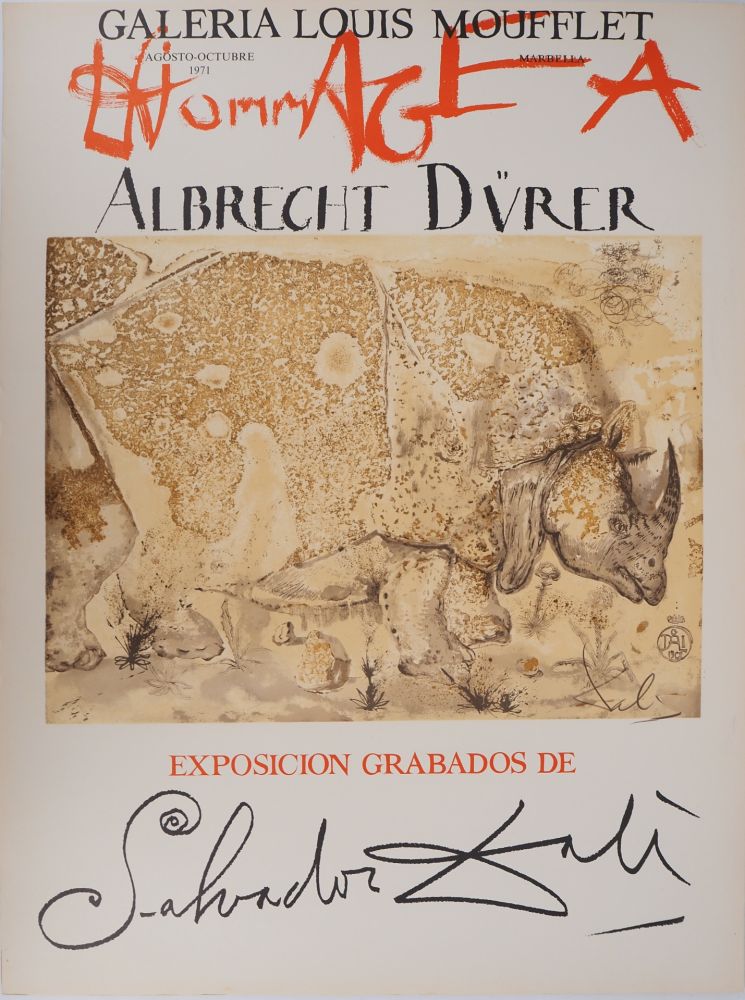 リトグラフ Dali - Rhinocéros : Hommage à Albrecht Dürer