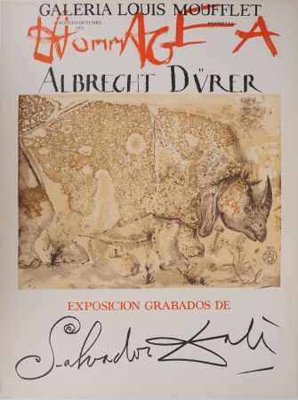 リトグラフ Dali - Rhinocéros : Hommage à Albrecht Dürer