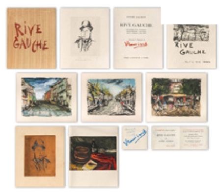 挿絵入り本 Vlaminck - RIVE GAUCHE. Quartier latin - Plaisance - Montparnasse - Les Quais - Saint-Germain-des-Prés. Exemplaire sur Japon nacré avec suites, le cuivre du portrait et une aquarelle originale.