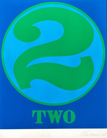 シルクスクリーン Indiana - Robert Indiana (1928–2018) - Two, from numbers - Screenprint in colors on Schoellers Parole paper - 1968