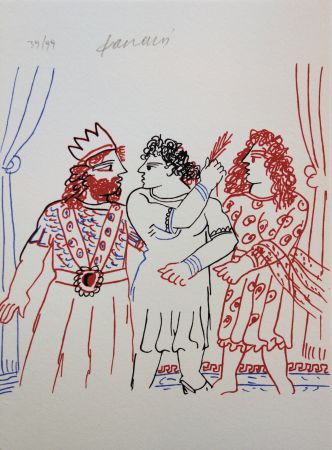 リトグラフ Fassianos - Roi et Couple Grec