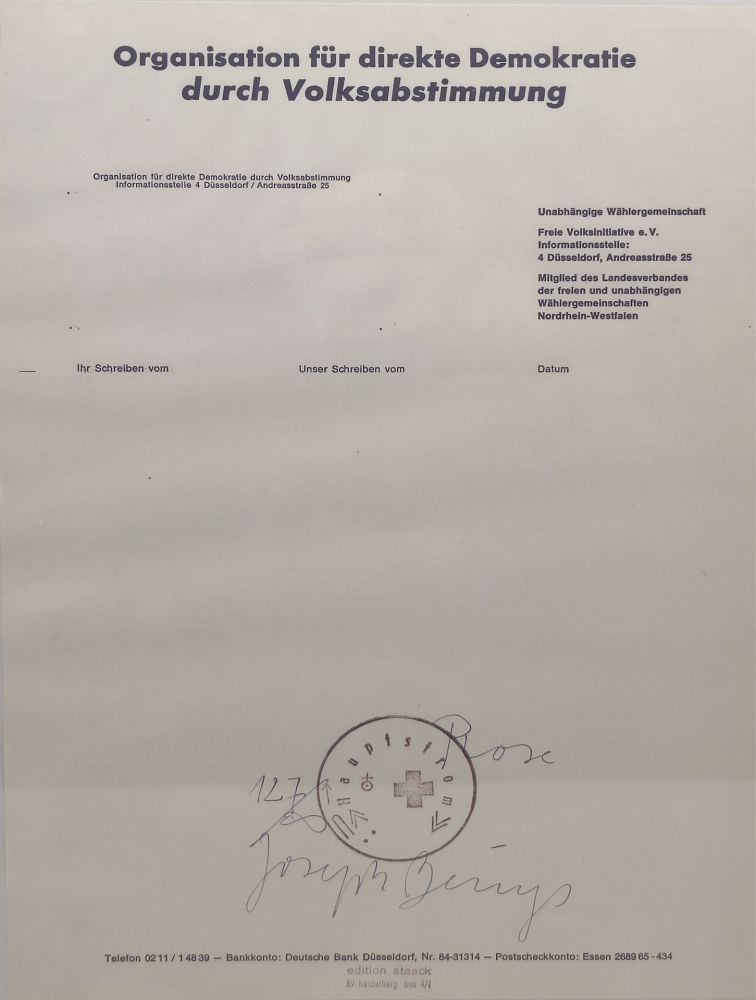 多数の Beuys - Rose für direkte Demokratie, 1973. 