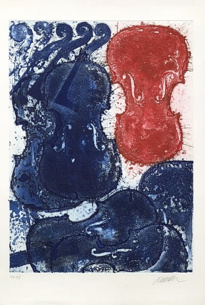 彫版 Arman - Rouge et bleu
