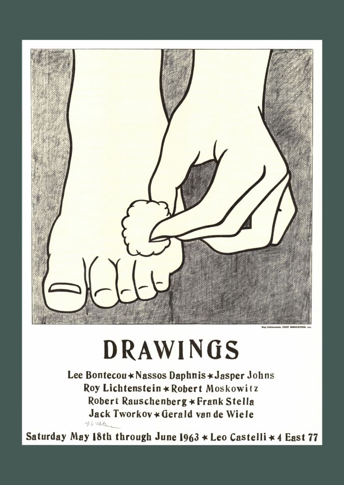 リトグラフ Lichtenstein - Roy Lichtenstein: 'Foot Medication (Leo Castelli Mailer)' 1963 Offset-lithograph (Hand-signed)