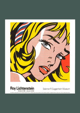 リトグラフ Lichtenstein - Roy Lichtenstein: 'Girl with Hair Ribbon' 1993 Offset-lithograph