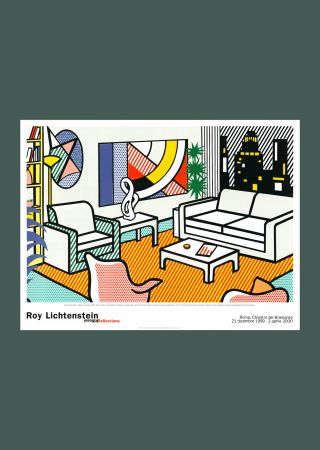 リトグラフ Lichtenstein - Roy Lichtenstein: 'Interior with Skyline' 1999 Offset-lithograph