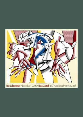 リトグラフ Lichtenstein - Roy Lichtenstein: 'Red Horseman' 1975 Offset-lithograph