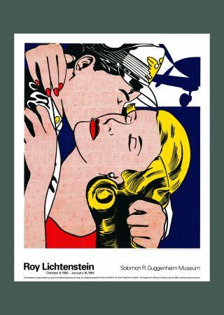 リトグラフ Lichtenstein - Roy Lichtenstein: 'The Kiss' 1993 Offset-lithograph