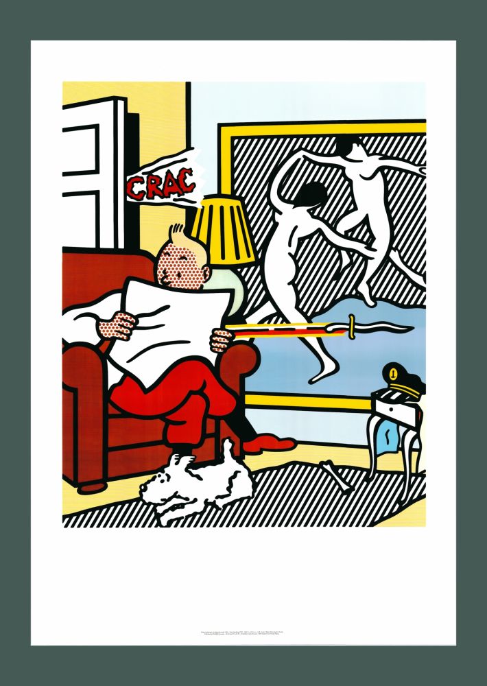リトグラフ Lichtenstein - Roy Lichtenstein: 'Tintin Reading' 1994 Offset-lithograph