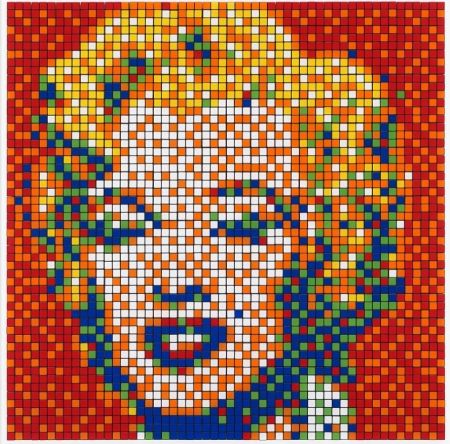 デジタル版画 Invader - Rubik Shot Red Marilyn