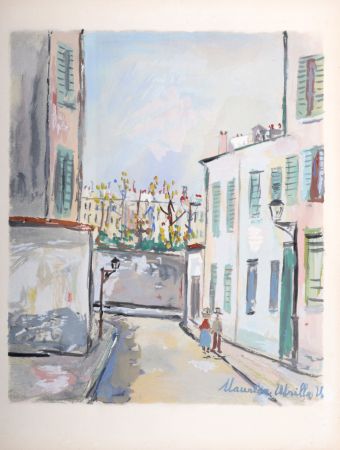 ステンシル Utrillo - Rue Cortot à Montmartre, 1950
