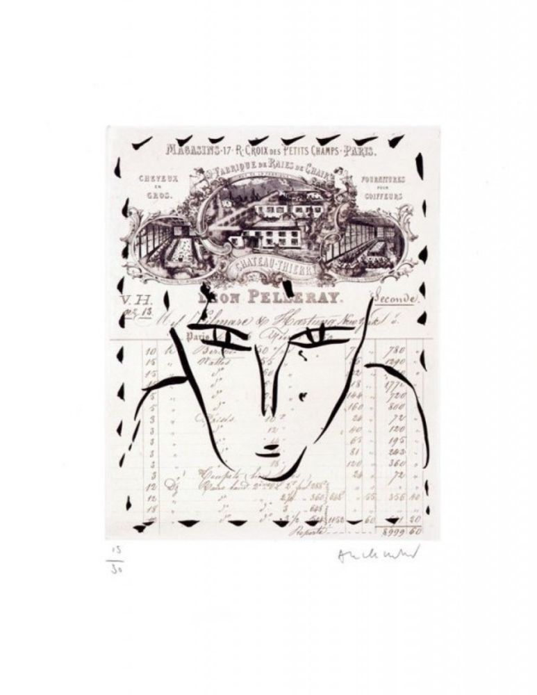 彫版 Alechinsky - RUE CROIX DES PETITS CHAMPS / Gravure noire