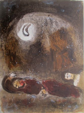 リトグラフ Chagall - Ruth aux pieds de Boaz/Ruthe at the feet of Boaz