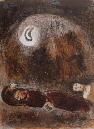 リトグラフ Chagall - Ruth aux pieds de Booz, 1960