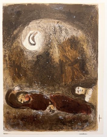 リトグラフ Chagall - RUTH AUX PIEDS DE BOOZ. Lithographie originale pour 