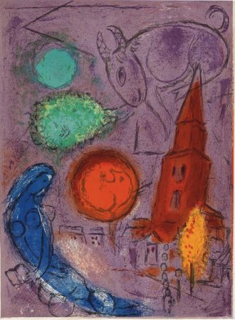 リトグラフ Chagall - Saint-Germain-des-Prés, 1954 - Very scarce!