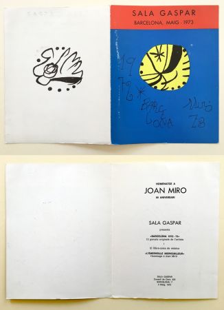 オフセット Miró - SALA GASPAR BArcelone 1973. Carton pour un hommage à Miro