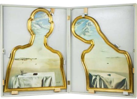 Relief Dali - Salvador Dali  Couple with their heads in the clouds, the artist and his wife Gala
