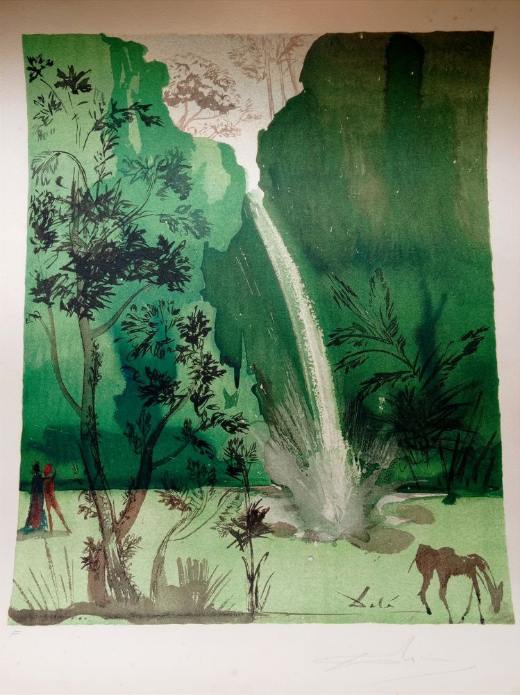 リトグラフ Dali - Salvador DALI, Mointain scene, 1970 - Rare hand signed lithograph