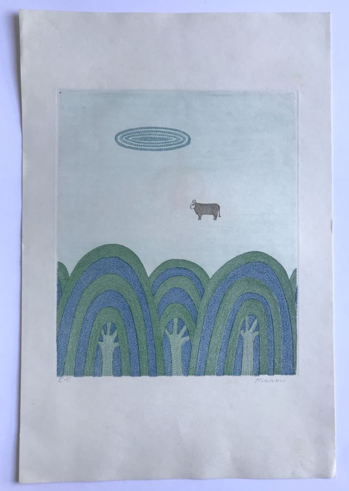 アクチアント Minami - Sans titre (3 arbres et 1 vache)