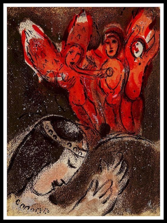 リトグラフ Chagall - Sara y los ángeles