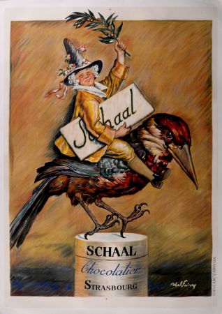 リトグラフ Faivre - Schaal, Chocolatier, 1920 - Large lithograph poster!