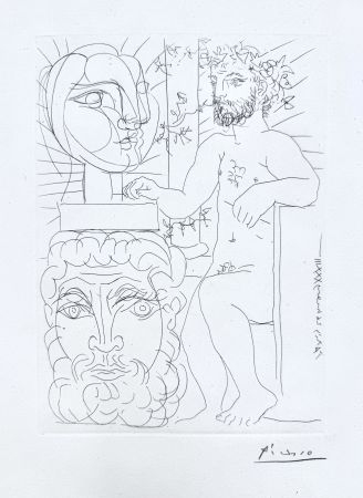 彫版 Picasso - Sculpteur et Deux Têtes sculptées