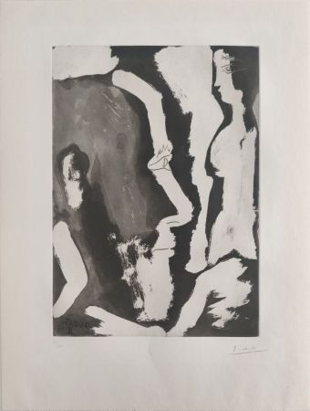エッチングと　アクチアント Picasso - Sculpteur travaillant à un buste de femme II 