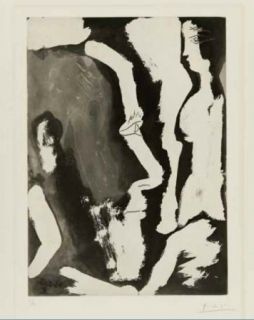 エッチングと　アクチアント Picasso - Sculpteur travaillant à un buste de femme II
