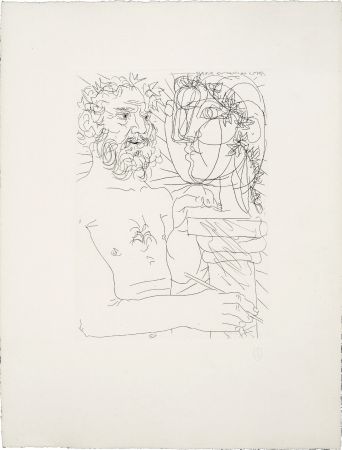 エッチング Picasso - Sculpteur à mi-corps au travail (Suite Vollard, pl. 49). 1933