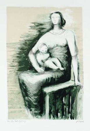 リトグラフ Moore - Seated Mother & Child